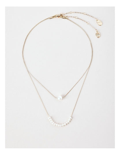 Double Layer Pearl Necklace in Gold