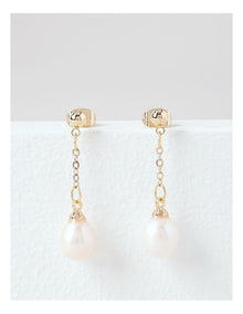 Single Drop Pearl Stud Earring in Gold