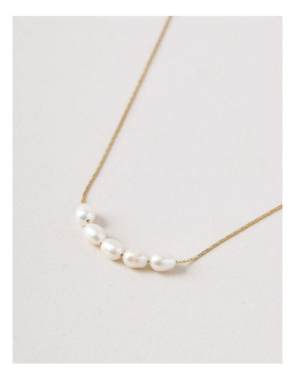 Pearl String Necklace in Gold