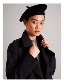 Hamilton Plush Knit Beret in Black