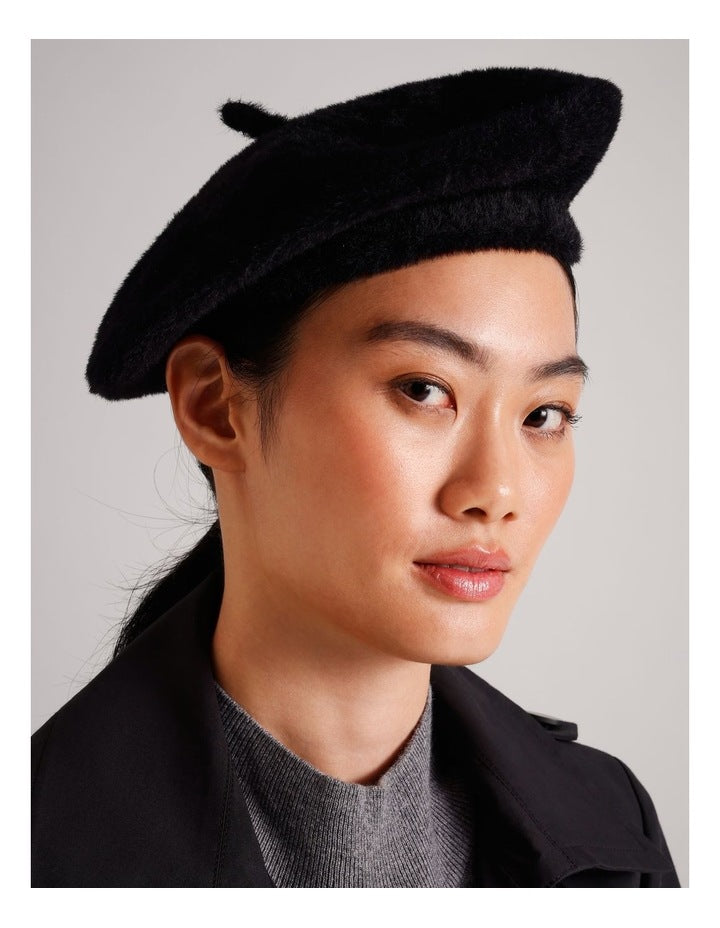 Hamilton Plush Knit Beret in Black