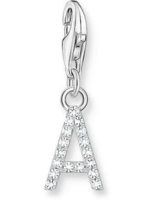 Club Letter 'A' CZ Charm Pendent in Silver