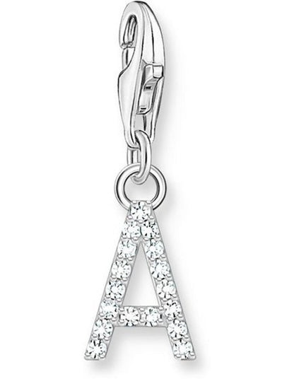 Club Letter 'A' CZ Charm Pendent in Silver