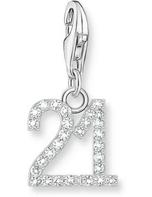 Club Number 21 CZ Charm in Silver