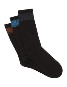 All Seasons Cotton Crew Socks 3 Pack in Black