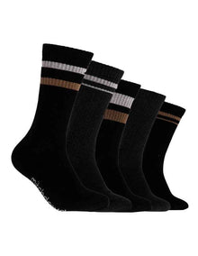 Sports Crew Socks 5 Pack in Black