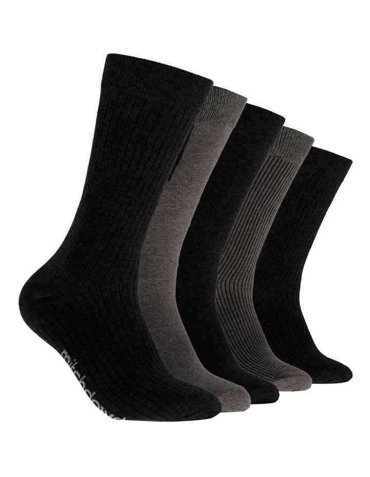 Plain Cotton Crew Socks 5 Pack in Black