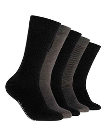 Plain Cotton Crew Socks 5 Pack in Black