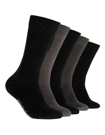 Plain Cotton Crew Socks 5 Pack in Black