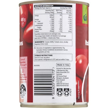 Woolworths Italian Peeled Tomatoes 400g