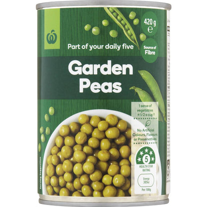 Woolworths Garden Peas Green 420g