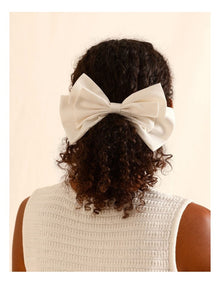Rose Satin Bow in Ivory