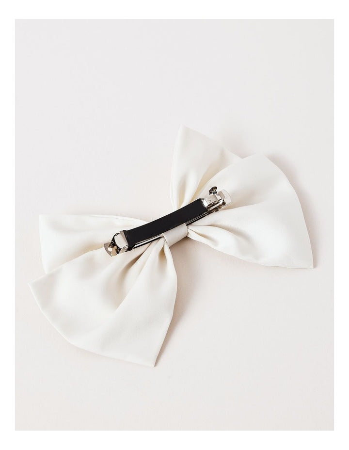 Rose Satin Bow in Ivory