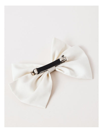 Rose Satin Bow in Ivory