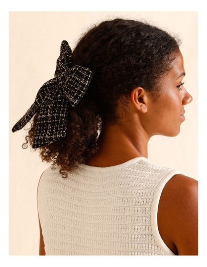 Lotus Bow Clip/Hair Tie in Tweed