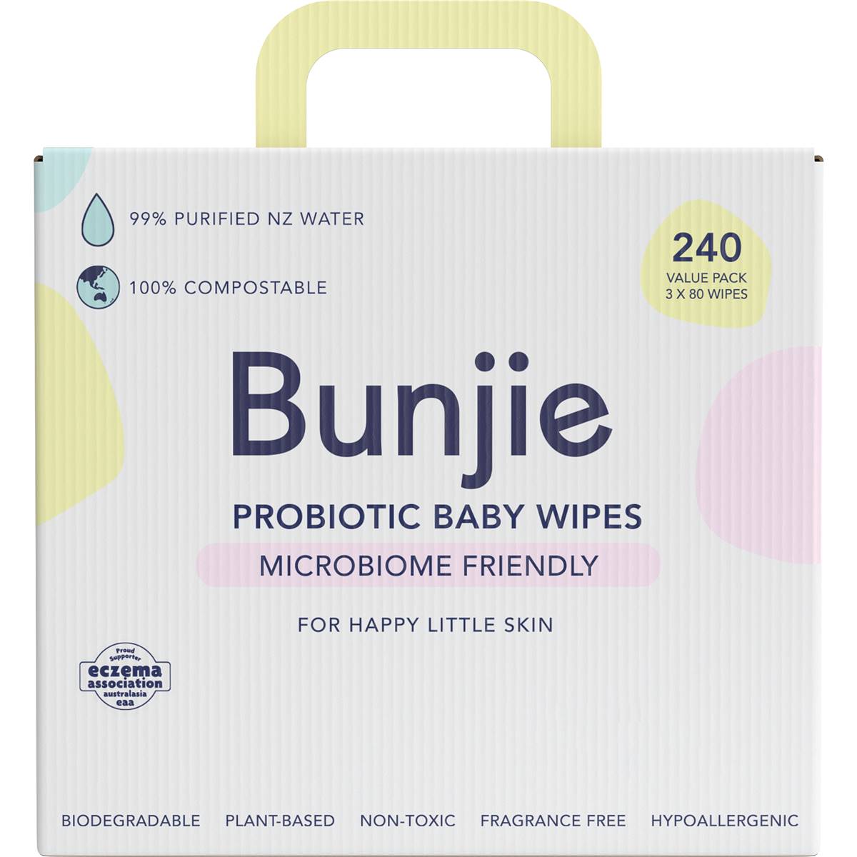Bunjie Baby Probiotic Baby Wipes 3 x 80 pack