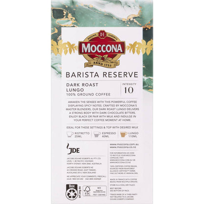 Moccona Barista Reserve Capsules Dark Roast Lungo 10 Pack