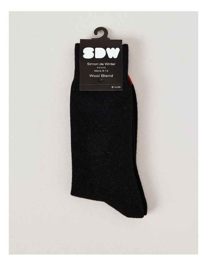 Merino Wool Blend Socks in Black