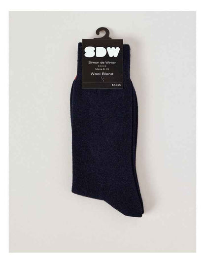 Merino Wool Blend Socks in French Navy
