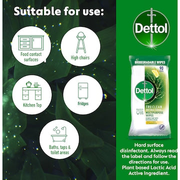 Dettol Tru Clean Antibacterial Multipurpose Wipes Citrus 90 pack