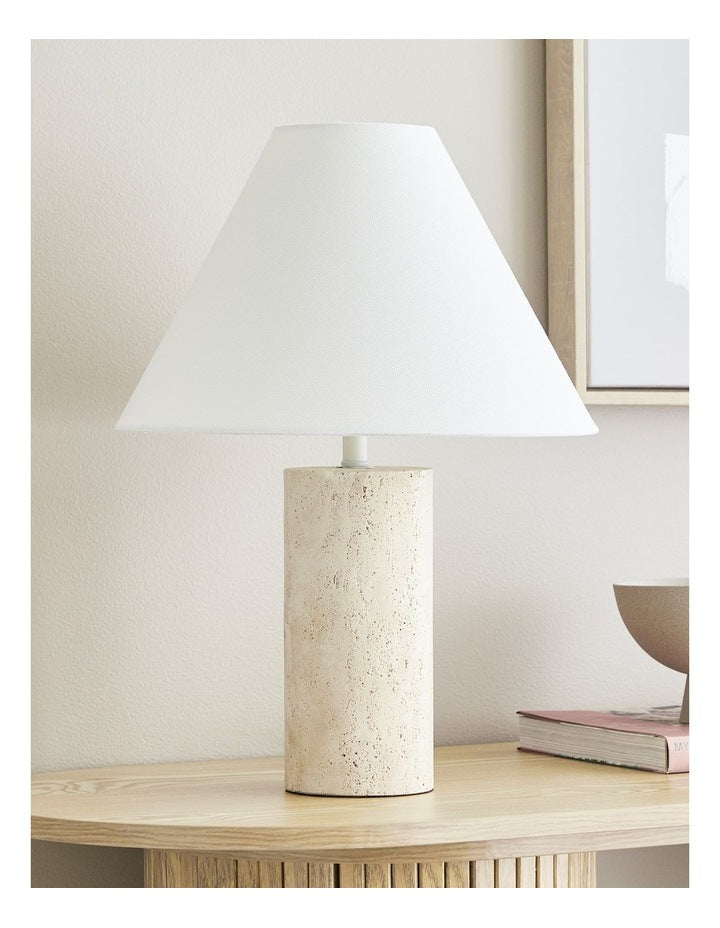 Astrid Travertine Table Lamp 43cm in Brown
