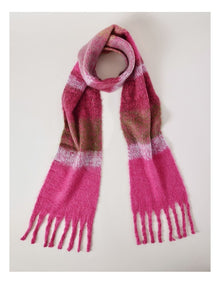 Wyoming Chunky Stripe Winter Scarf in Burgundy