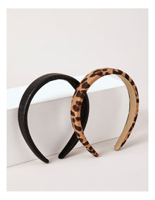 2 Pack Headband in Black/Leopard