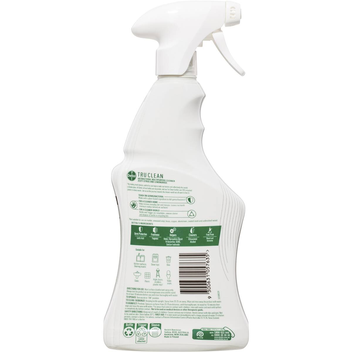 Dettol Tru Clean Citrus Antibacterial Multipurpose Surface Spray 500ml