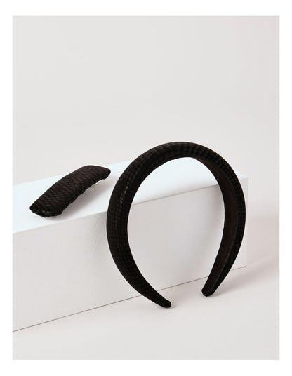 Peony Headband/Clip Set in Black