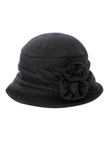 Cloche Hat With Flowert in Black