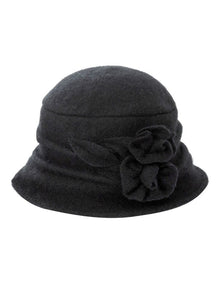 Cloche Hat With Flowert in Black