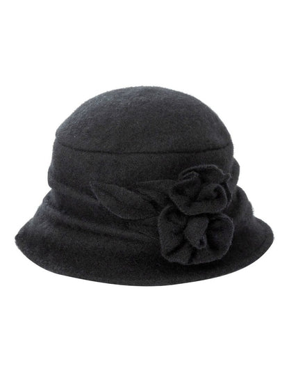 Cloche Hat With Flowert in Black
