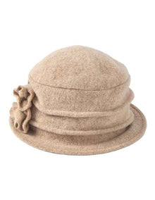 Cloche Hat With Flower in Brown