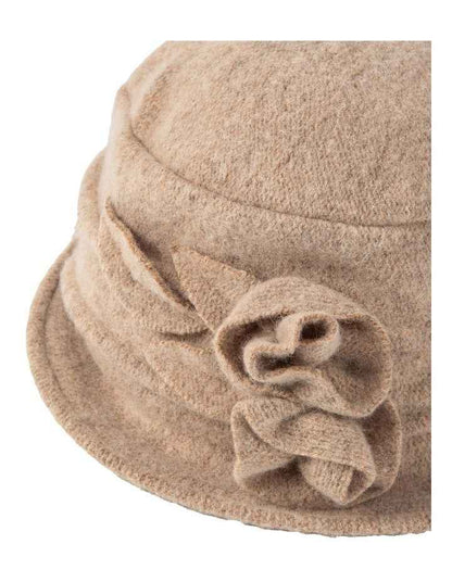 Cloche Hat With Flower in Brown