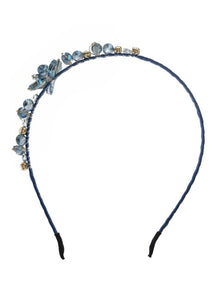 Beaded Flower Headband in Navy