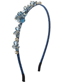 Beaded Flower Headband in Navy