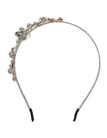 Beaded Flower Headband in Silver