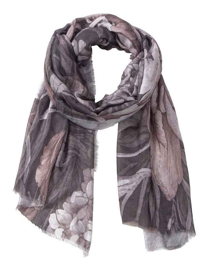 Large Floral Print Scarf in Blush