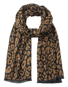 Two Tone Animal Print Winter Scarf in Black