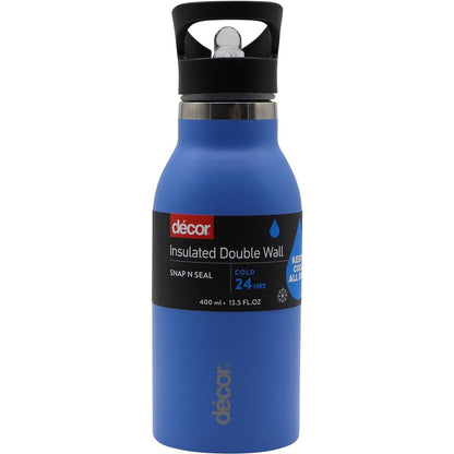 Decor Snap n Seal Water Drink Bottle 400mL Assorted each