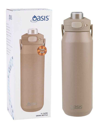 Ceramic Lined Stainless Steel Triple Wall Insulated Capri Drink Bottle in Latte