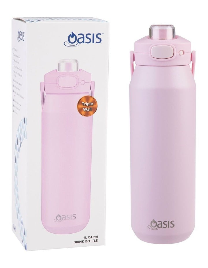 Ceramic Lined Stainless Steel Triple Wall Insulated Capri Drink Bottle in Pink