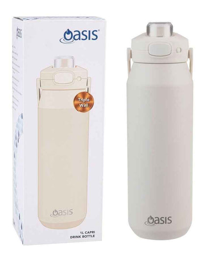 Ceramic Lined Stainless Steel Triple Wall Insulated Capri Drink Bottle in Cream