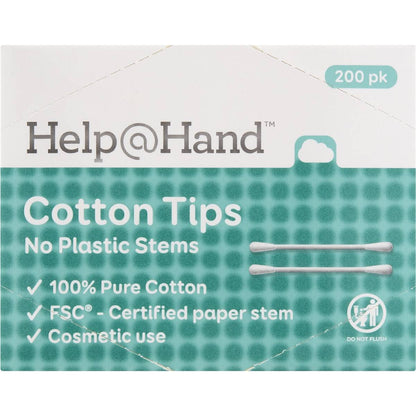 Help@Hand Cotton Tips No Plastic Stems 200 Pack