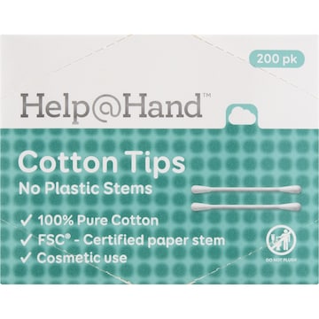Help@Hand Cotton Tips No Plastic Stems 200 pack
