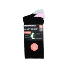 ALL DAY LADIES CUSHION FOOT SOCKS BLACK 2PACK:SIZE 5 - 8:.:2 PACK