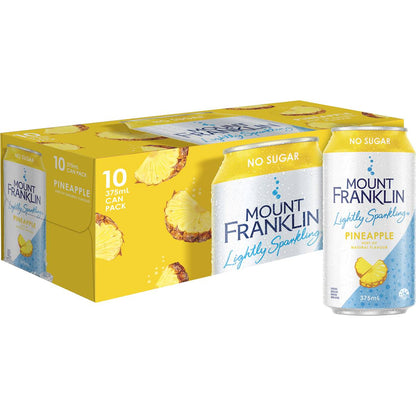 Mount Franklin No Sugar Lightly Sparkling Pineapple Water Cans 375mL x 10 pack