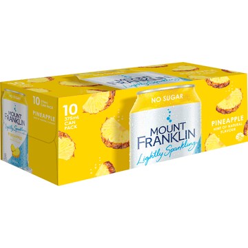 Mount Franklin No Sugar Lightly Sparkling Pineapple Water Cans 375mL x 10 pack
