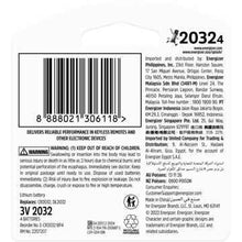 Energizer 2032 CR2032 Lithium Coin Battery 4 pack