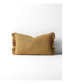 Ruffle Linen Cushion in Bronze